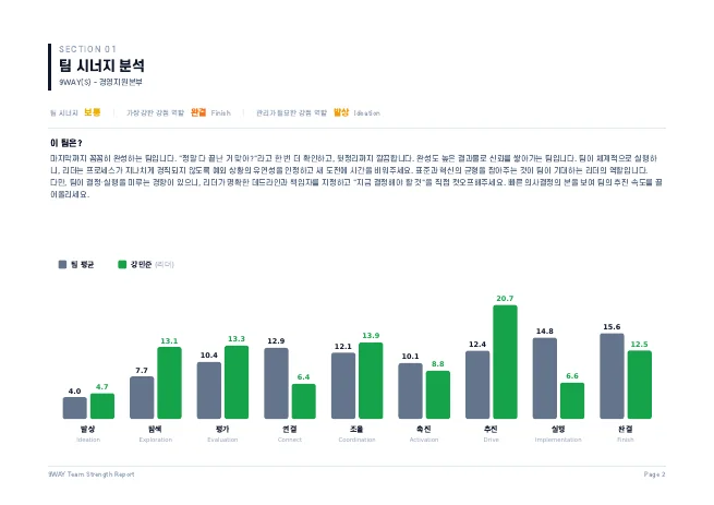 샘플 리포트 2쪽 · 팀 시너지 분석
