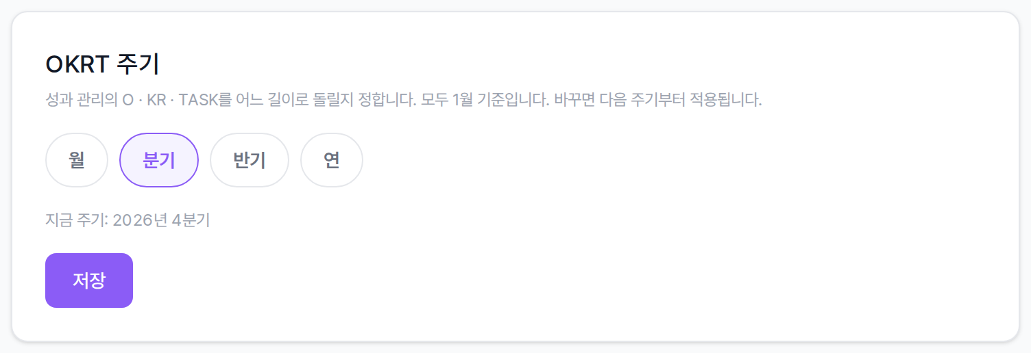 워크스페이스 설정의 OKRT 주기