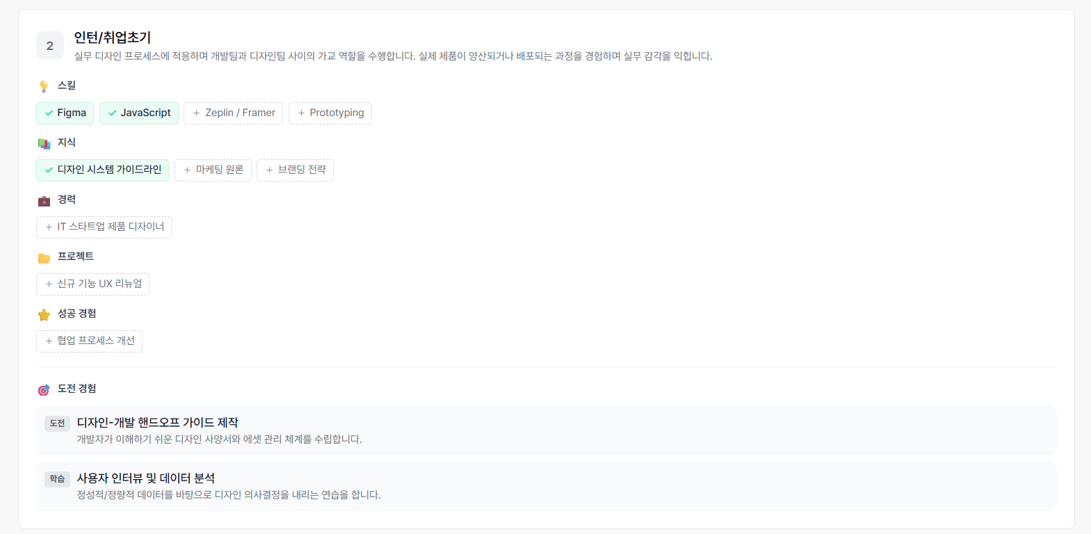 로드맵 5단계 마스터 및 관련 채용공고 화면