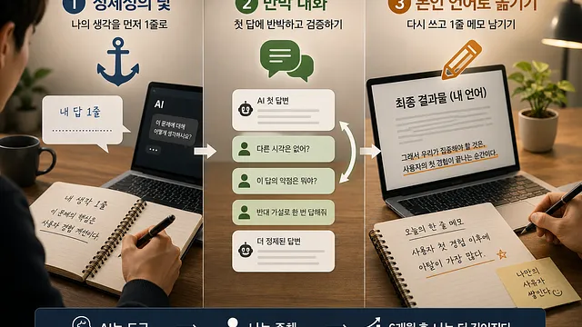 나를 잃지 않고 AI를 활용하는 3가지 심리기술 — 같은 AI를 쓰는데 6개월 후 한 사람은 깊어지고 한 사람은 사라지는 이유